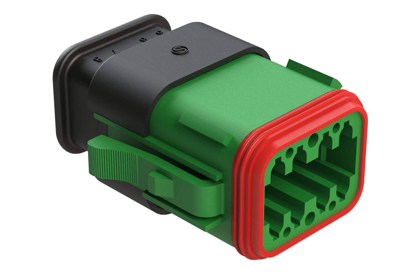 AT06-08SA-SR2GN 8-Way Plug Female Connector with Strain Relief Endcap, Reduced Diameter Seal, A Key, Green