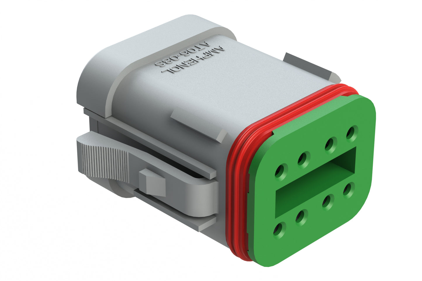 AT06-08SA-SS01 8-Way Plug, Female Connector with A Position Key and Solid Rear Grommet and Endcap, Wedgelock included, Grey. DT06-08SA-C017