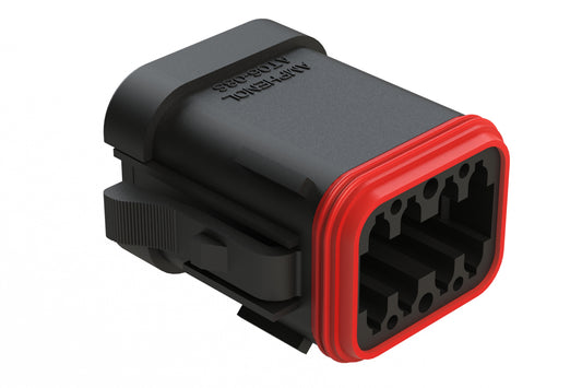 AT06-08SB-EC01 8-Way Plug, Female Connector with B Position Key, End Cap, Black. DT06-08SB-EP06, DT06-08SB-EP03