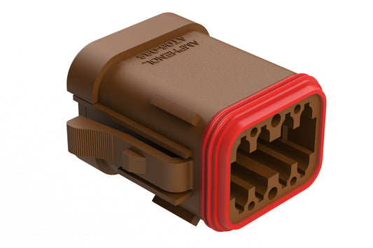 AT06-08SB-ECBRN 8-Way Plug, Female Connector with B Position Key and End Cap, Brown