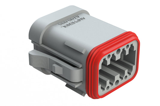 AT06-08SB-ECGRY 8-Way Plug, Female Connector with B Position Key and End Cap, Grey