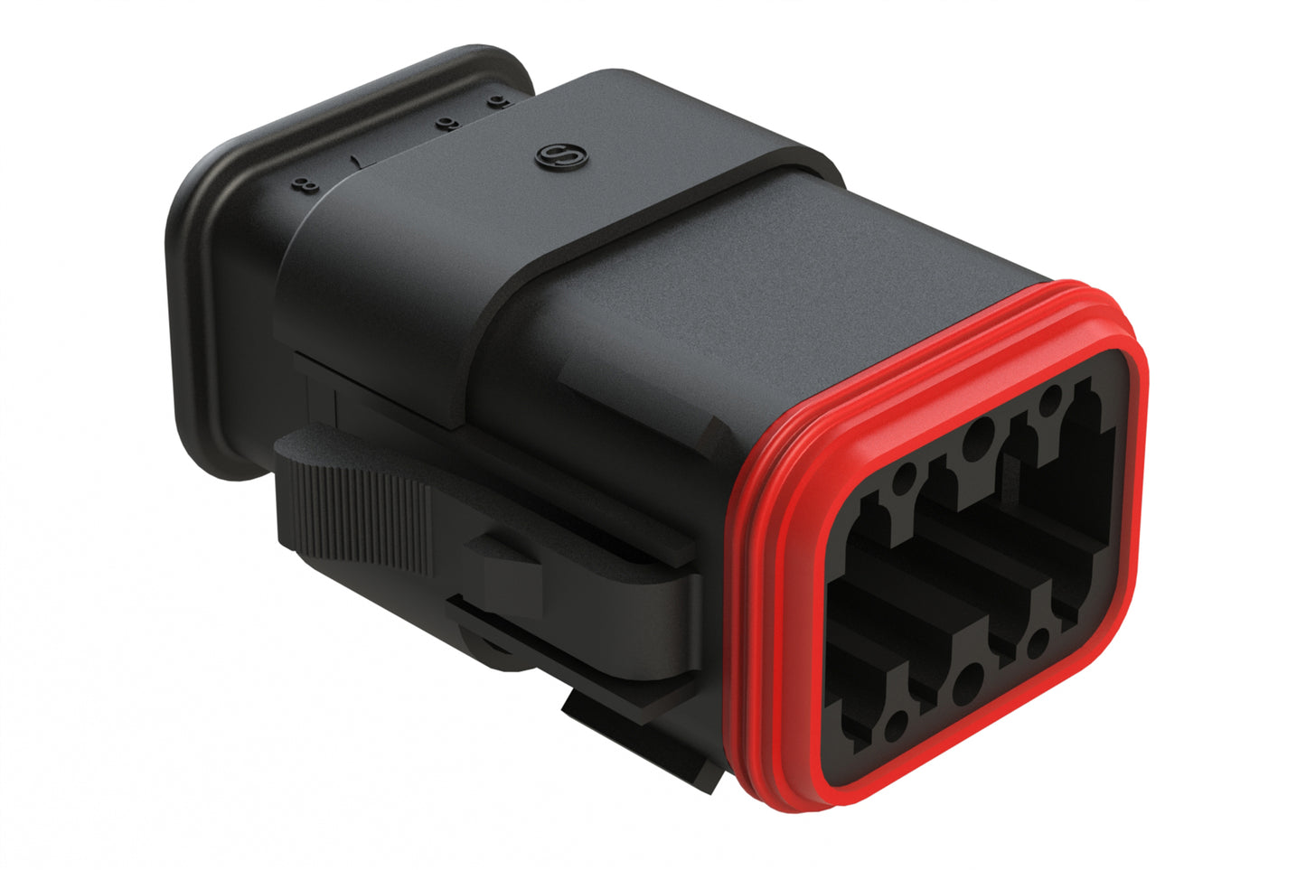 AT06-08SB-SR2BK 8 position Socket plug key position B, with strain relief & Reduced Diameter Seal, black. DT06-08SB-CE13