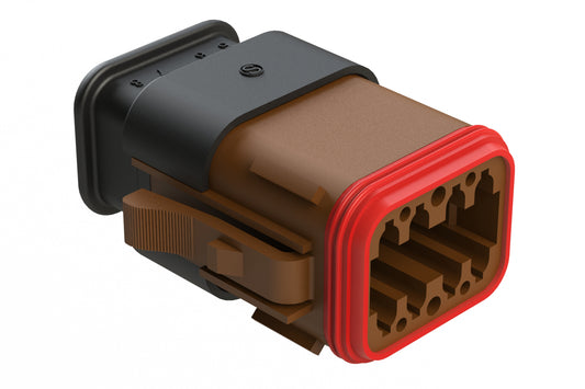 AT06-08SB-SR2BR 8 position Socket plug key position B, with strain relief & Reduced Diameter Seal, brown