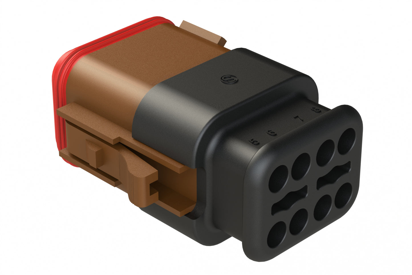 AT06-08SB-SR2BR 8 position Socket plug key position B, with strain relief & Reduced Diameter Seal, brown