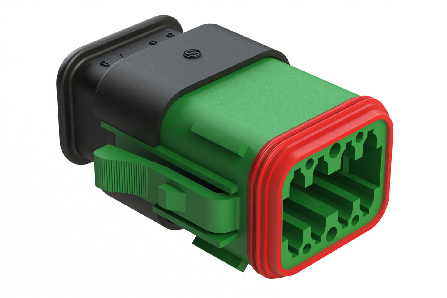 AT06-08SB-SRGN 8 position Socket plug key position B, with strain relief, green