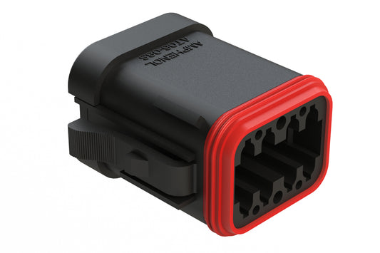 AT06-08SC-ECBLK 8-Way Plug, Female Connector with C Position Key and End Cap, Black