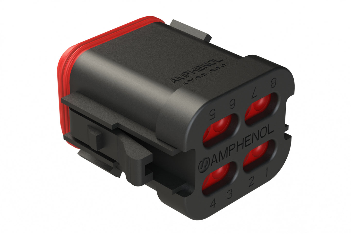 AT06-08SC-ECBLK 8-Way Plug, Female Connector with C Position Key and End Cap, Black