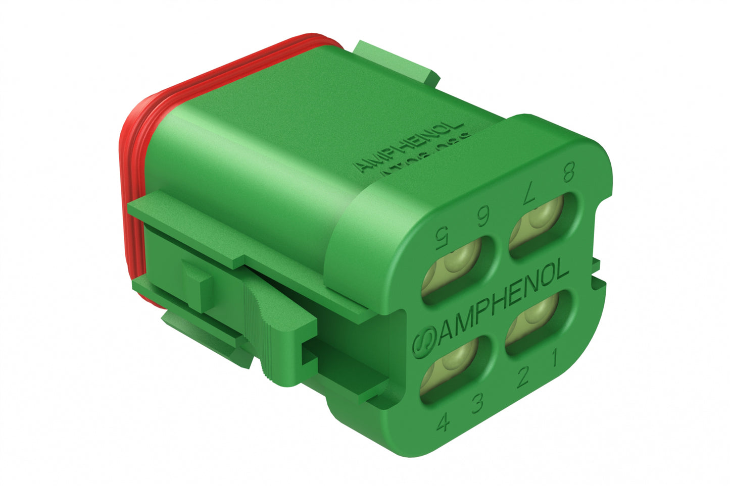 AT06-08SC-MM01 8-Way Plug, Female Connector with C Position Key, Reduced Diameter Seal (E-Seal) and End Cap, Green. DT06-08SC-CE01, DT06-08SC-CE05