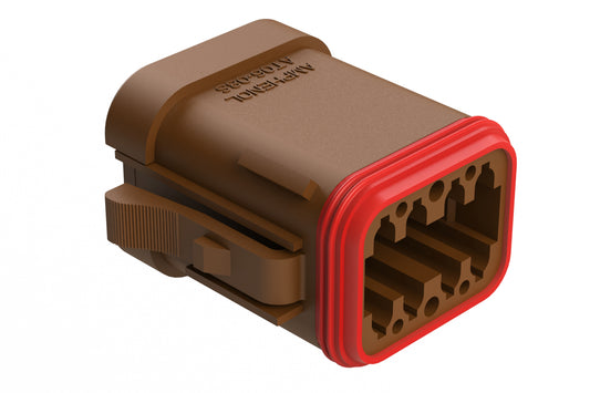 AT06-08SC-MMBRN 8-Way Plug, Female Connector with C Position Key, Reduced Diameter Seal (E-Seal) and End Cap, Brown