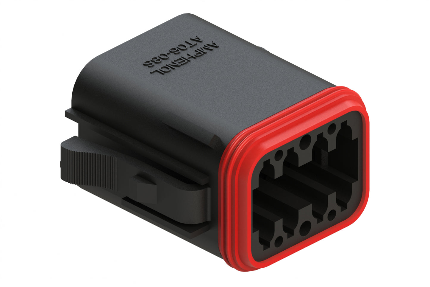 AT06-08SC-RDBLK 8-Way Plug, Female Connector with C Position Key and Reduced Diameter Seal (E-Seal), Black