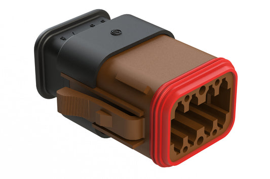 AT06-08SC-SR2BR 8 position Socket plug key position C, with strain relief & Reduced Diameter Seal, brown
