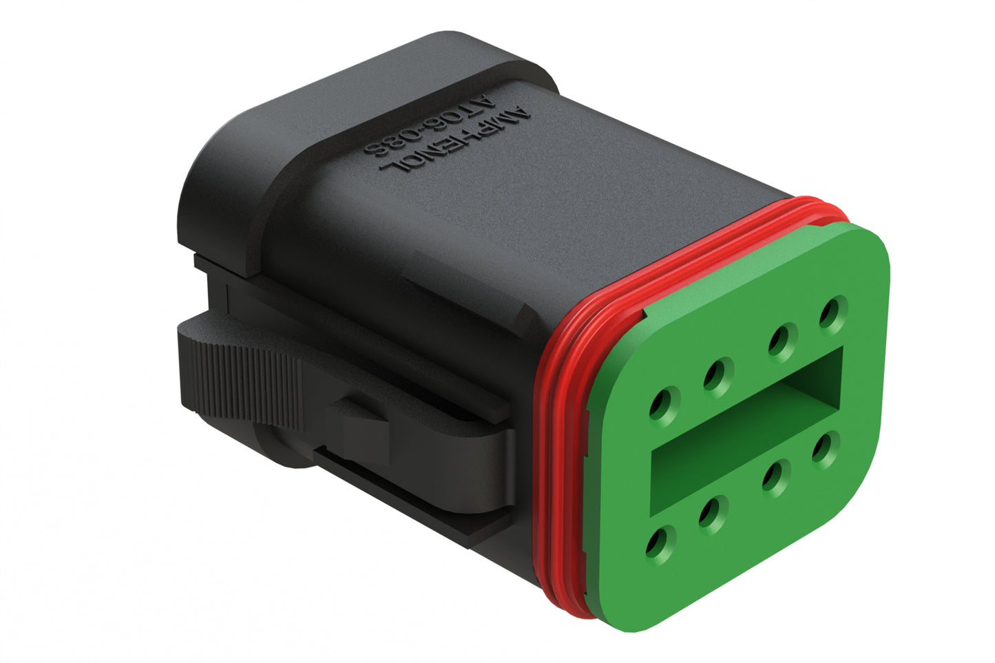 AT06-08SC-SSBLK 8-Way Plug, Female Connector with C Position Key and Solid Rear Grommet and Endcap, Wedgelock included, Black