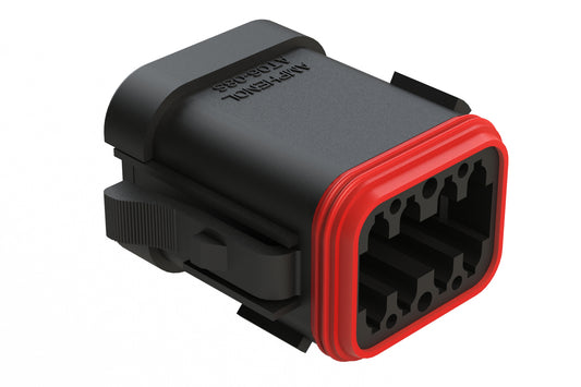AT06-08SD-ECBLK 8-Way Plug, Female Connector with D Position Key and End Cap, Black