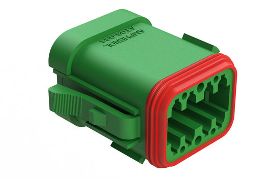 AT06-08SD-ECGRN 8-Way Plug, Female Connector with D Position Key and End Cap, Green