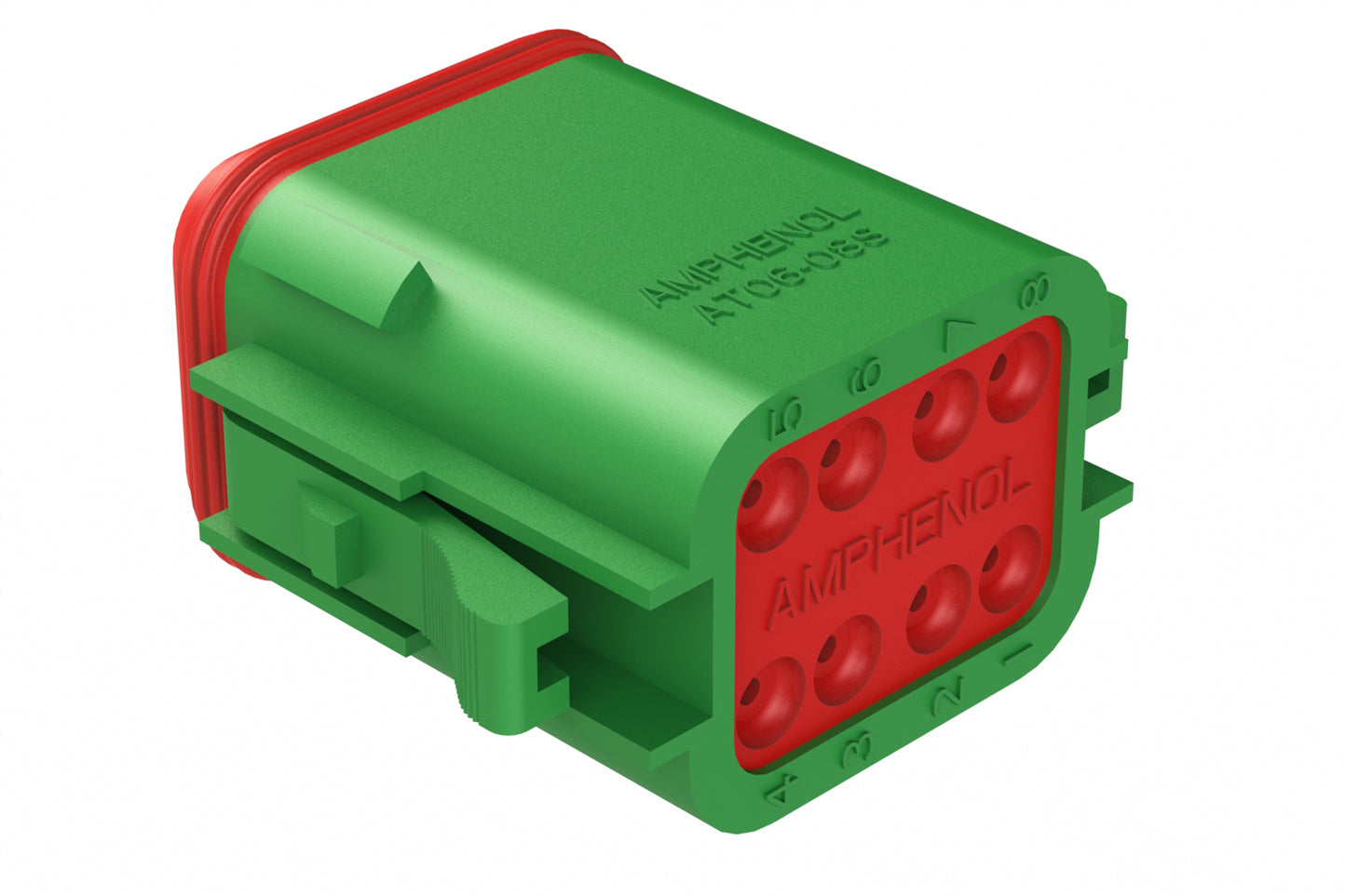 AT06-08SD-GRN 8-Way Plug, Female Connector with D Position Key, Green