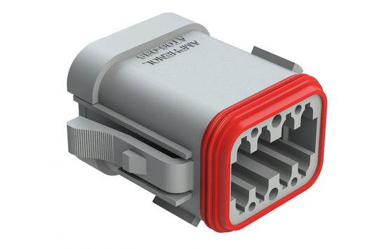 AT06-08SD-MMGRY 8-Way Plug, Female Connector with D Position Key, Reduced Diameter Seal (E-Seal), Enhanced Seal Retention (P012) and End Cap, Grey