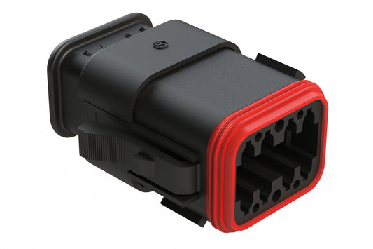 AT06-08SD-SR2BK 8 position Socket plug key position D, with strain relief & Reduced Diameter Seal, black