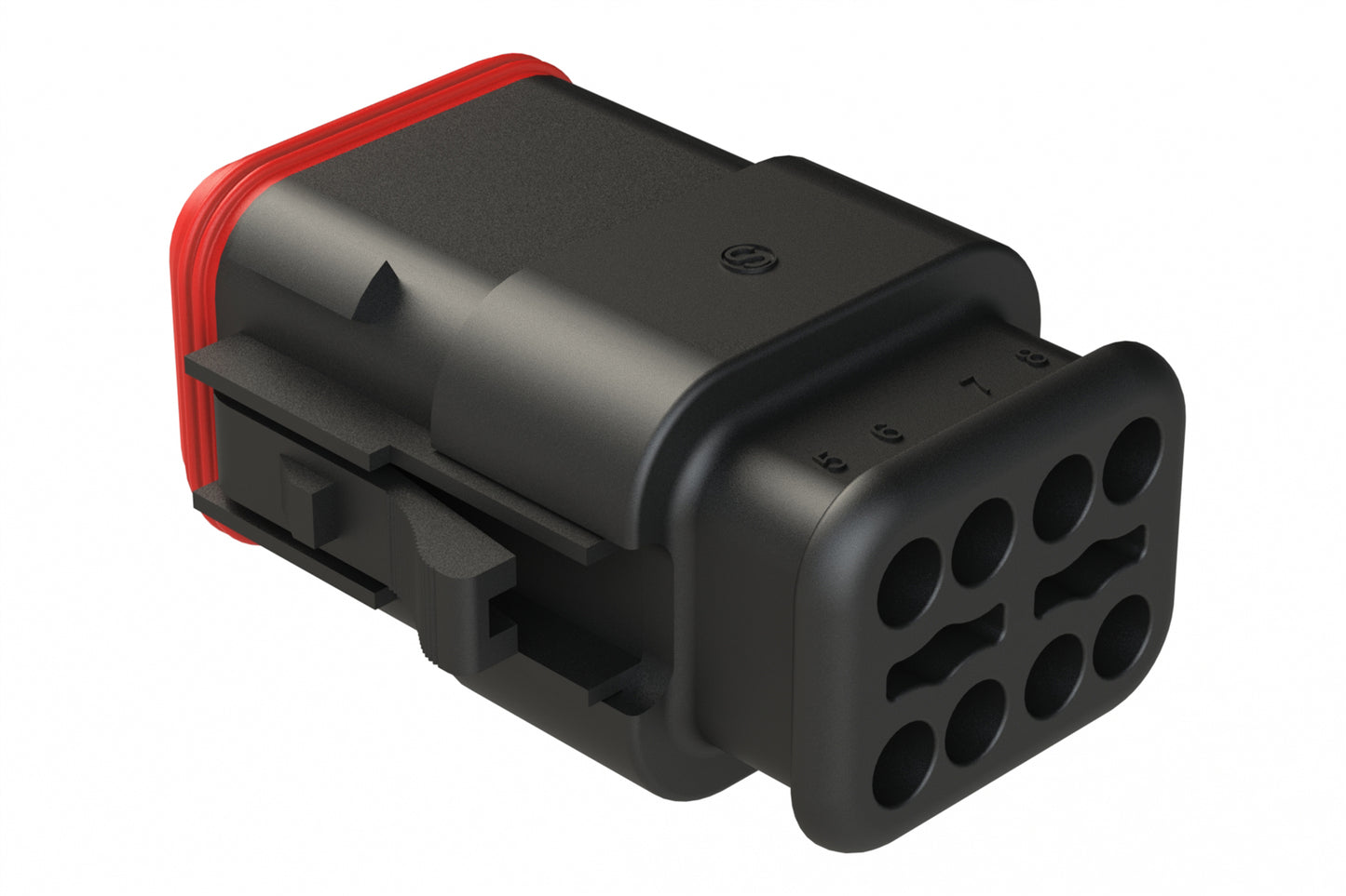 AT06-08SD-SR2BK 8 position Socket plug key position D, with strain relief & Reduced Diameter Seal, black