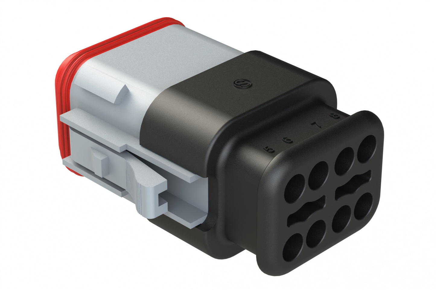 AT06-08SD-SR2GY 8 position Socket plug key position D, with strain relief & Reduced Diameter Seal, grey