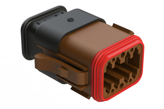 AT06-08SD-SRBR 8 position Socket plug key position D, with strain relief, brown. DT06-08SD-E008