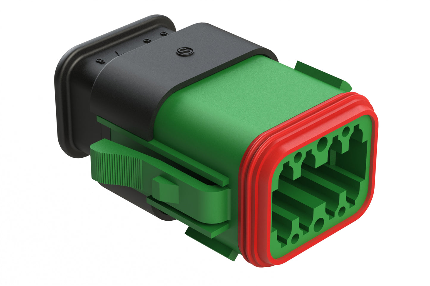 AT06-08SD-SRGN 8 position Socket plug key position D, with strain relief, green