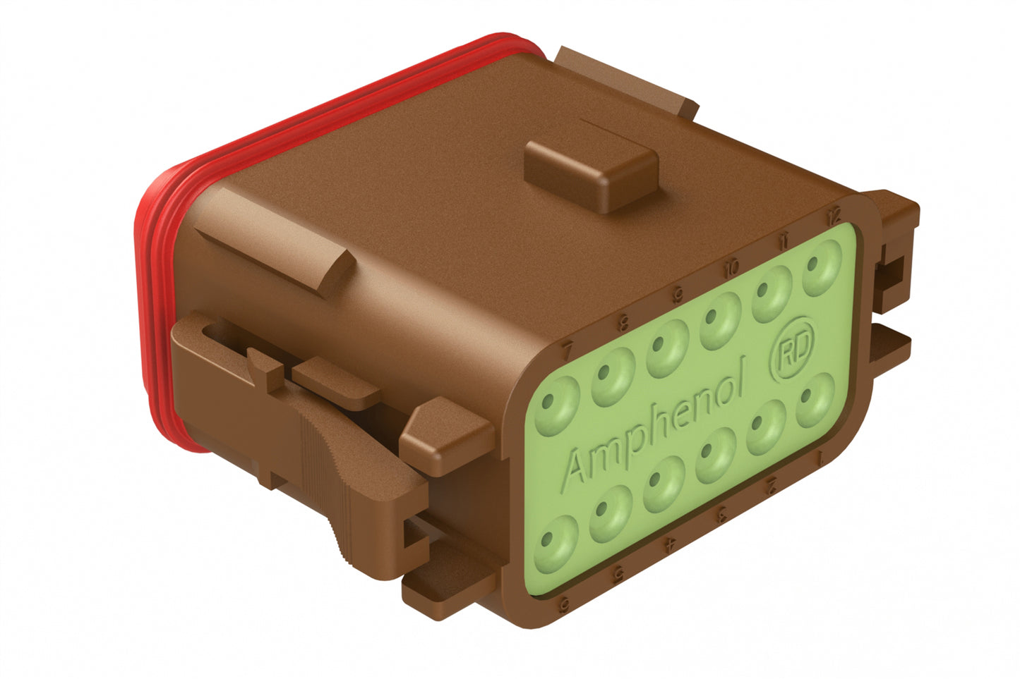 AT06-12SA-RDBRN 12-Way Plug, Black Female Connector with A Position Key and Reduced Diameter Seal (E-Seal), Brown