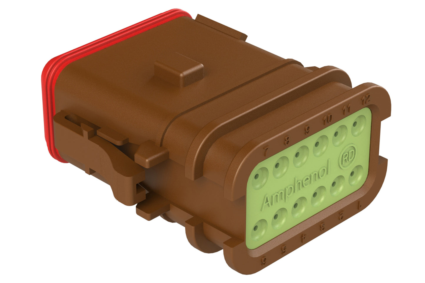 AT06-12SB-OMRDBRN 12 Position Overmolded Plug, Socket, Reduced Seal, Keyed B, Brown