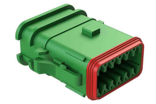 AT06-12SB-OMRDGRN 12 Position Overmolded Plug, Socket, Reduced Seal, Keyed B, Green
