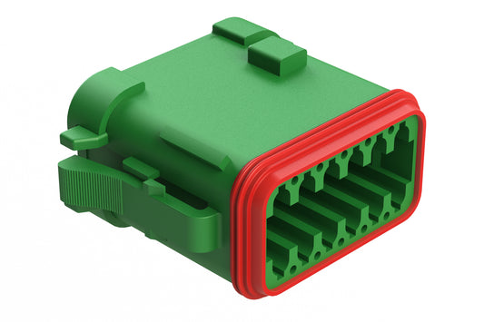 AT06-12SC-MM01 12-Way Plug, Female Connector with C Position Key and Reduced Diameter Seal (E-Seal) and End Cap, Green. DT06-12SC-CE01, DT06-12SC-CE05