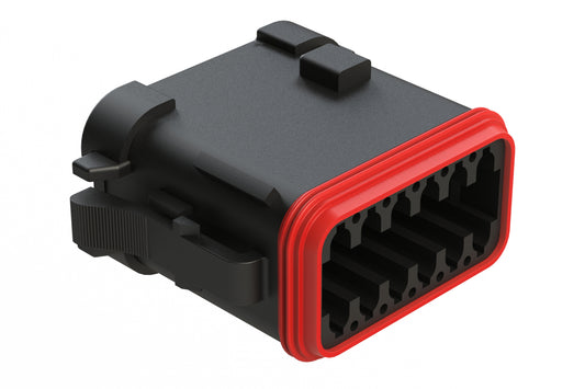 AT06-12SC-MMBLK 12-Way Plug, Female Connector with C Position Key and Reduced Diameter Seal (E-Seal) and End Cap, Black
