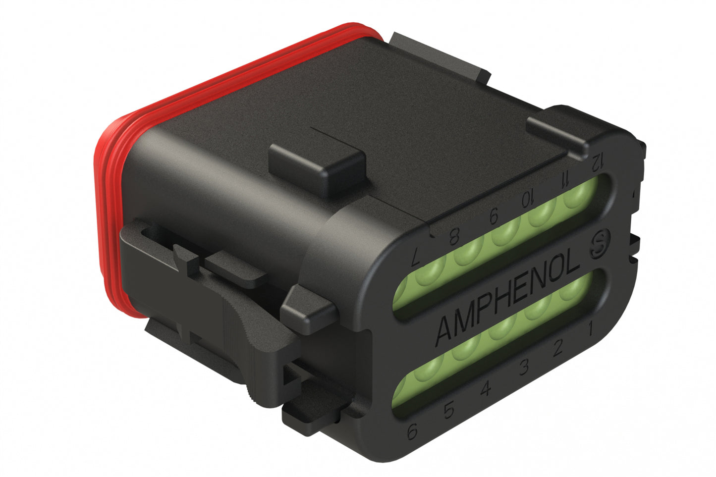 AT06-12SC-MMBLK 12-Way Plug, Female Connector with C Position Key and Reduced Diameter Seal (E-Seal) and End Cap, Black