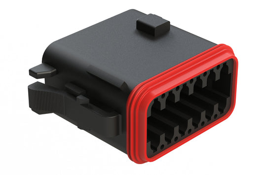 AT06-12SC-RDBLK 12-Way Plug, Female Connector with C Position Key and Reduced Diameter Seal (E-Seal), Black