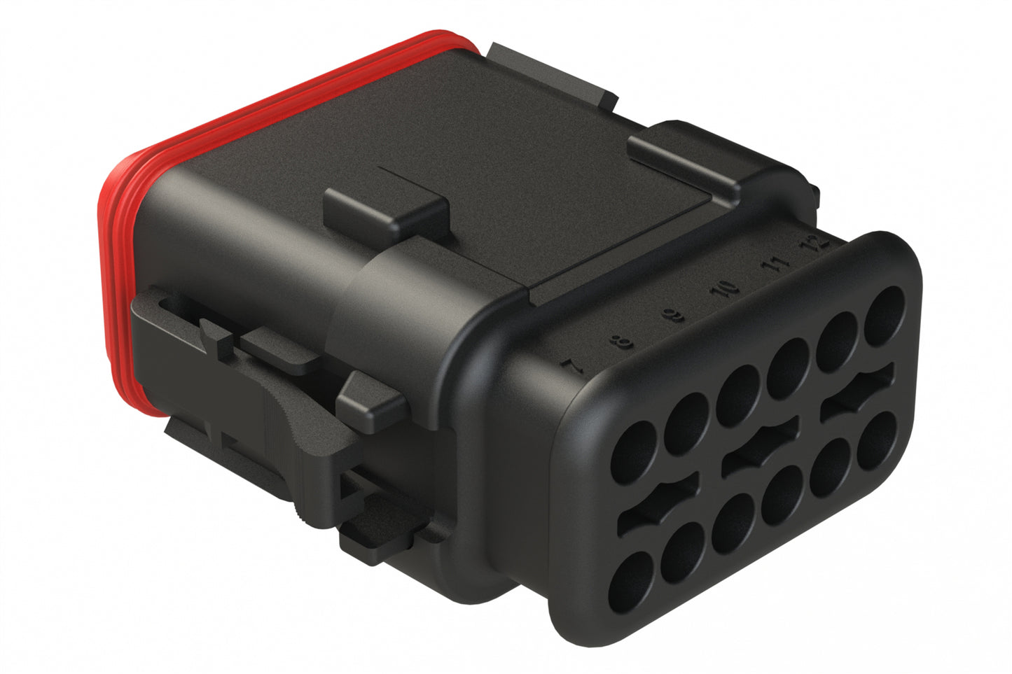 AT06-12SC-SR2BK 12-Way Plug, Female Connector with C Position Key and Reduced Diameter Seal, Strain Relief Endcap, Black