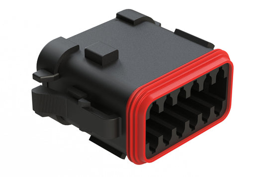 AT06-12SD-ECBLK 12-Way Plug, Female Connector with D Position Key and End Cap, Black