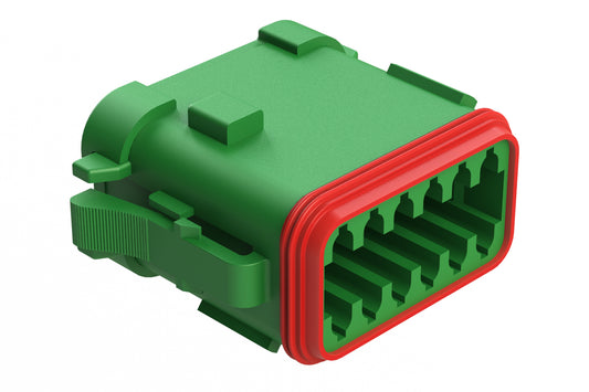 AT06-12SD-ECGRN 12-Way Plug, Female Connector with D Position Key and End Cap, Green