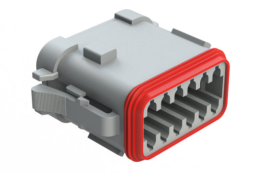 AT06-12SD-ECGRY 12-Way Plug, Female Connector with D Position Key and End Cap, Grey