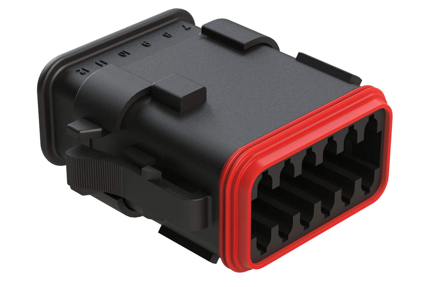 AT06-12SD-SR2BK 12-Way Plug, Female Connector with D Position Key and Reduced Diameter Seal (E-Seal) and Strain Relief End Cap,Black