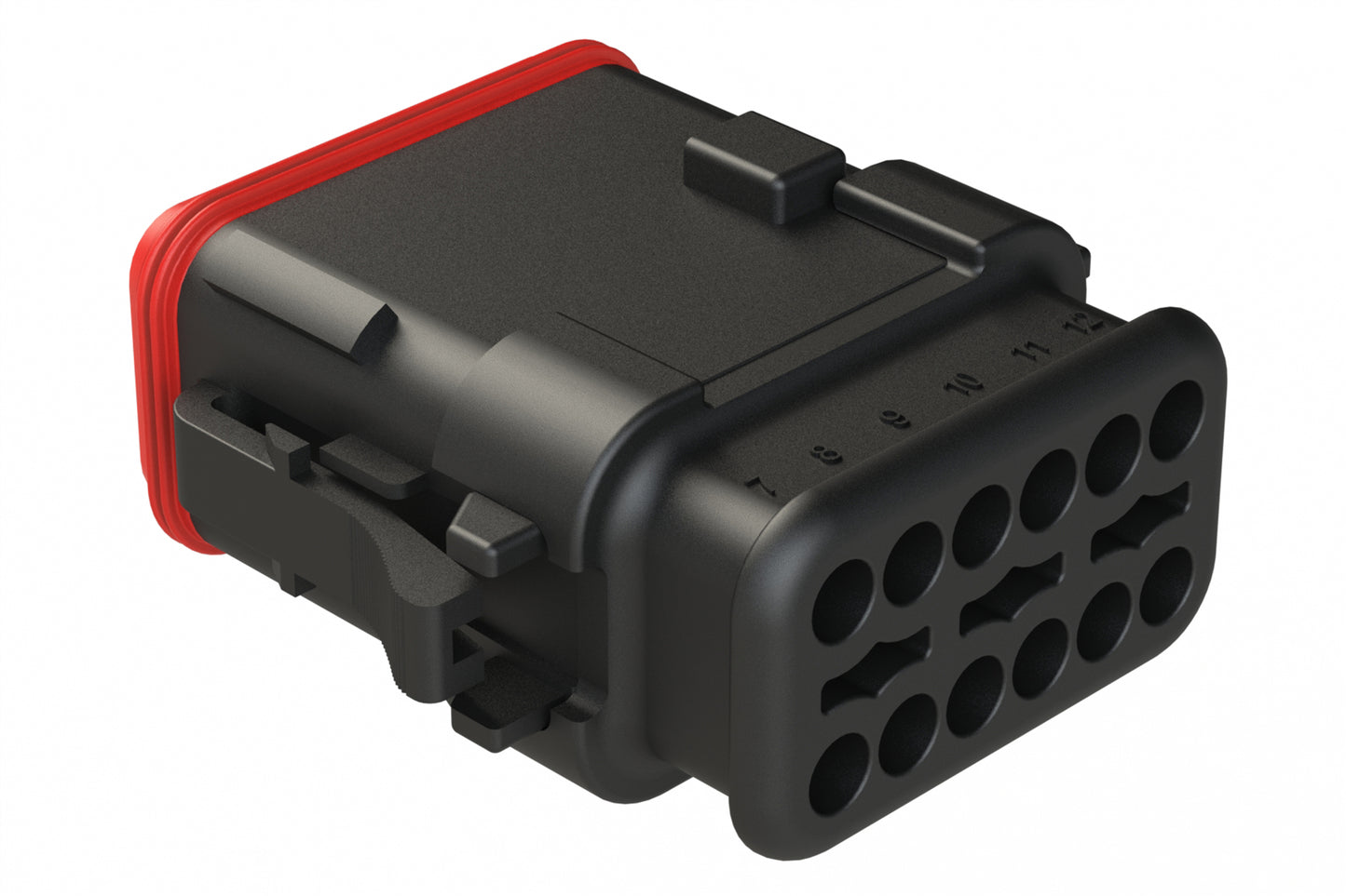 AT06-12SD-SR2BK 12-Way Plug, Female Connector with D Position Key and Reduced Diameter Seal (E-Seal) and Strain Relief End Cap,Black