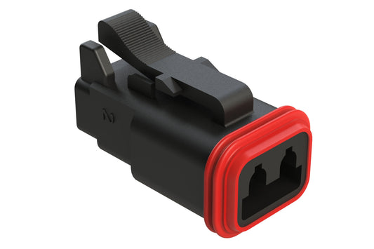 AT06-2S-BLK 2-Way Plug, Female Connector, Black. DT06-2S-E004, DT06-2S-P012