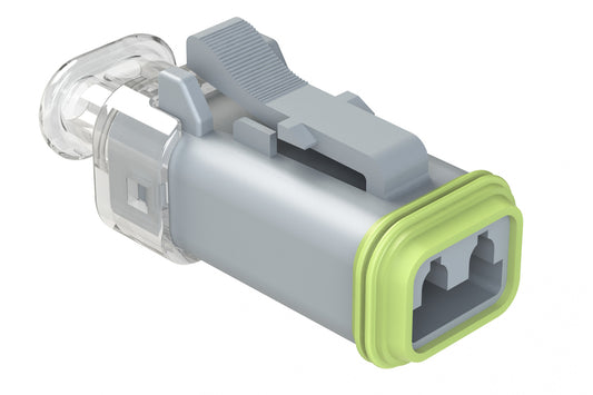 AT06-2S-LED12K2 2-Way LED Plug Kit, 12V, Contacts and Wedge included, Reduced Seal, Grey, Clear endcap, CLEAR LED