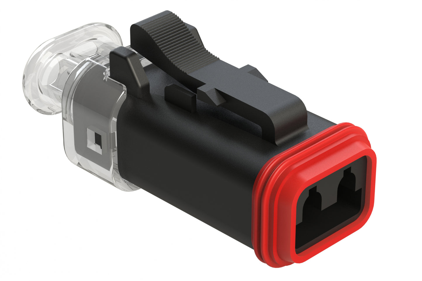AT06-2S-LED2420 2-Way, Plug, LED, 24V, Clear endcap, Black, RED LED