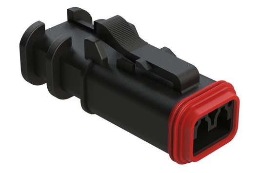 AT06-2S-OMRDBLK 2 Position Overmolded Plug, Socket, Reduced Seal, Black