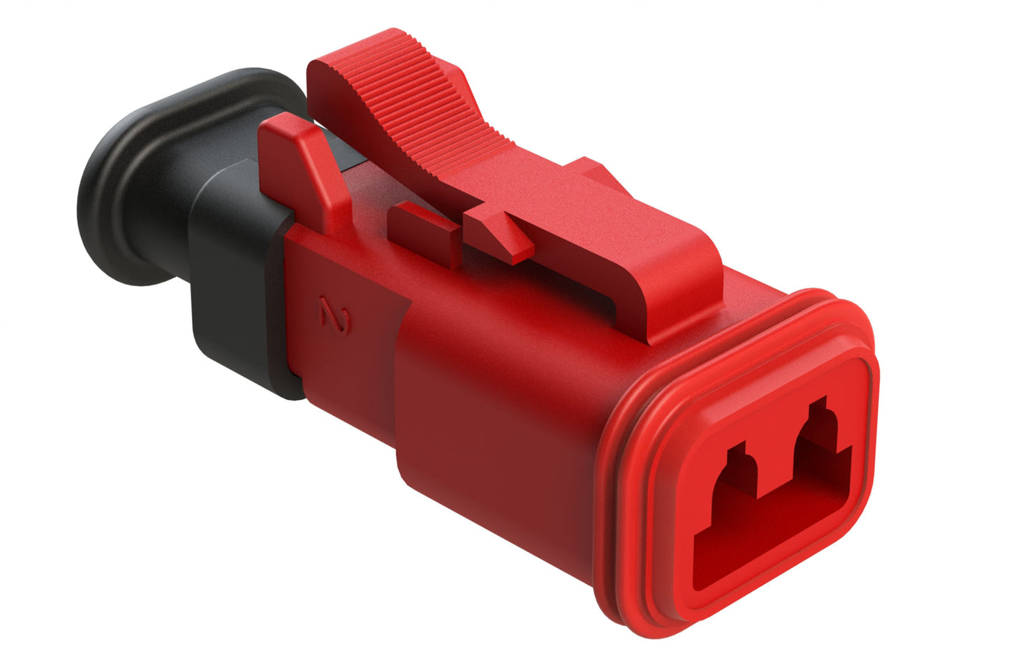 AT06-2S-SR01RED 2-Way Plug Female Connector with Strain Relief Endcap, Standard Seal, Red