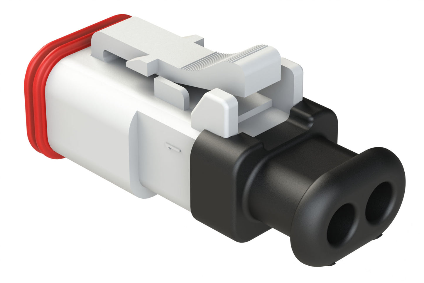 AT06-2S-SR01WHT 2-Way Plug Female Connector with Strain Relief Endcap, Standard Seal, White
