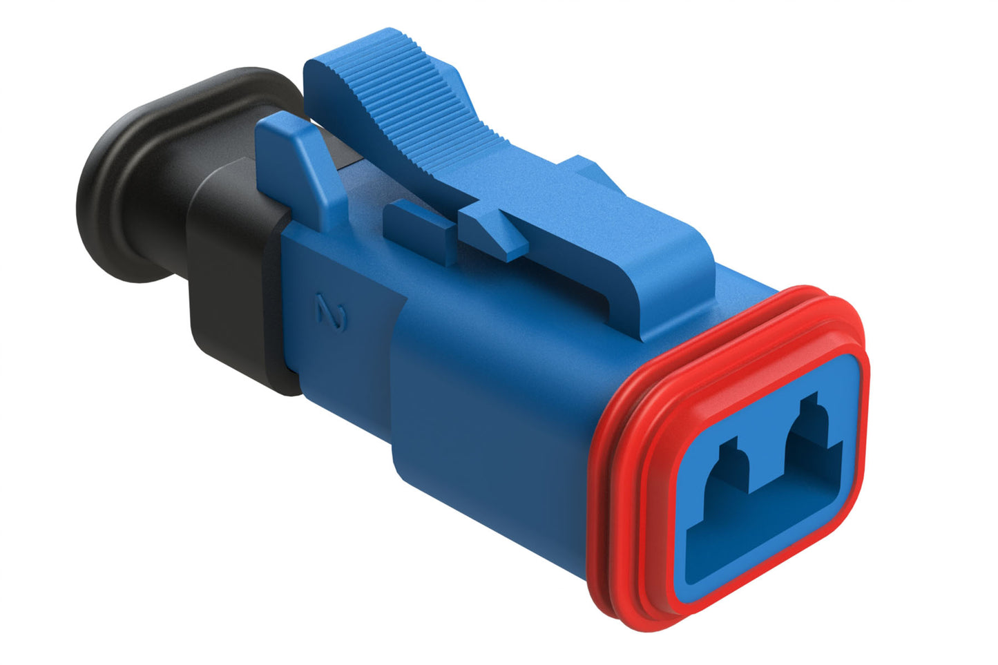 AT06-2S-SR02BLU 2-Way Plug Female Connector with Strain Relief Endcap, Reduced Seal, Blue