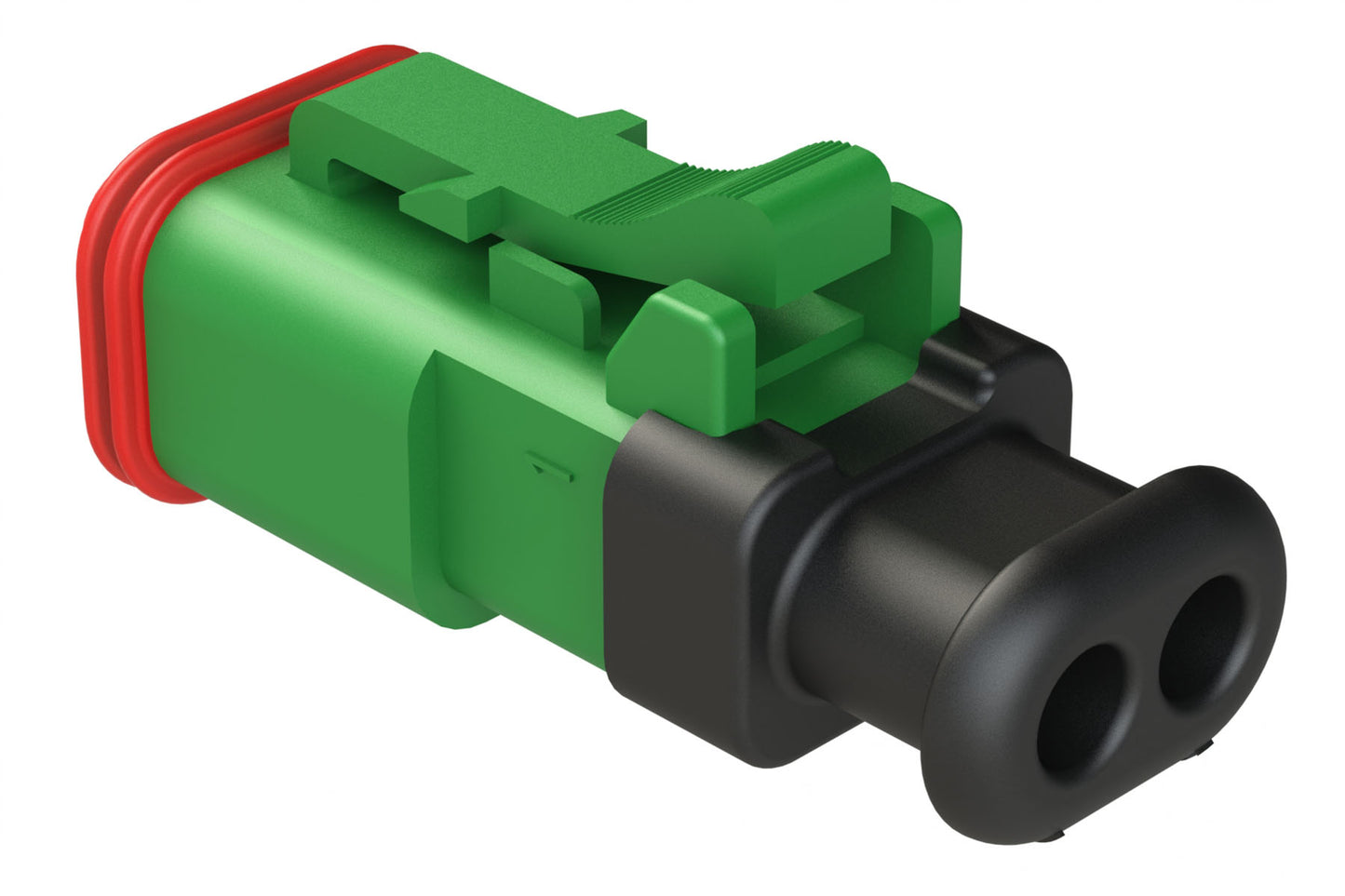 AT06-2S-SR02GRN 2-Way Plug Female Connector with Strain Relief Endcap, Reduced Seal, Green