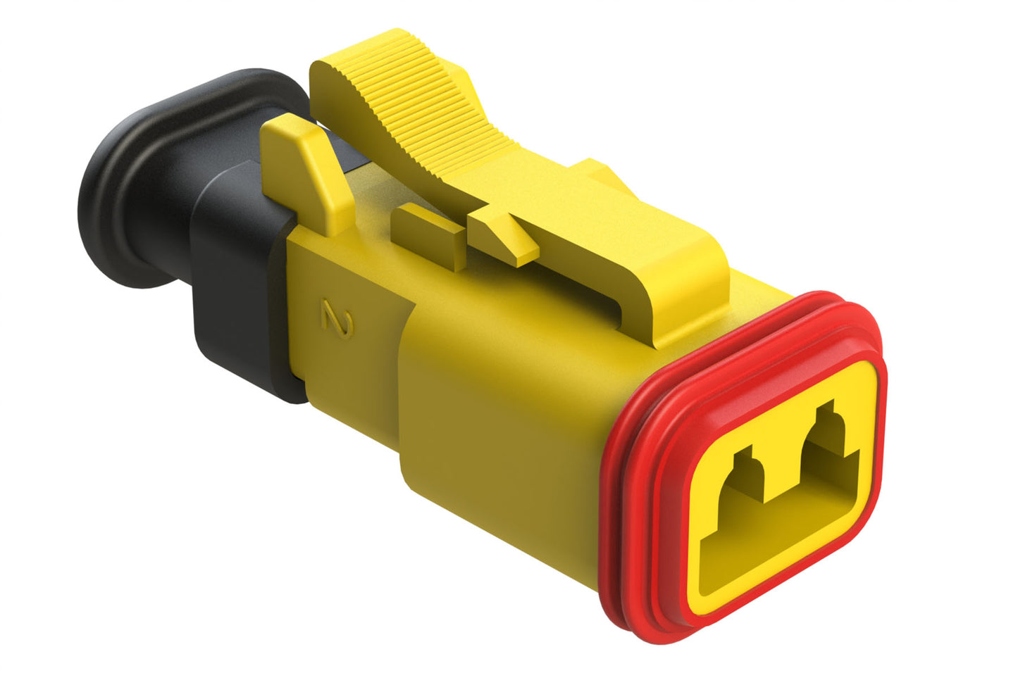 AT06-2S-SR02YEL 2-Way Plug Female Connector with Strain Relief Endcap, Reduced Seal, Yellow