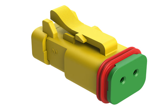 AT06-2S-SS01YEL 2-Way Receptacle, Female Connector with Solid Rear Grommet and Endcap, Yellow