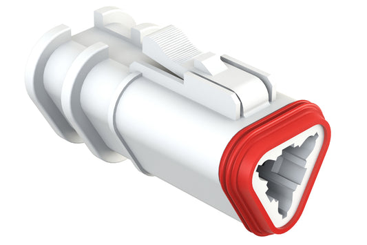 AT06-3S-OMRDWHT 3 Position Overmolded Plug, Socket, Reduced Seal, White