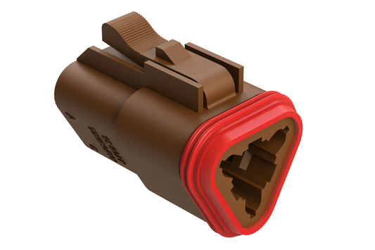 AT06-3S-RD01BRN 3-Way Plug, Black Female Connector with Reduced Diameter Seal (E-Seal), Brown